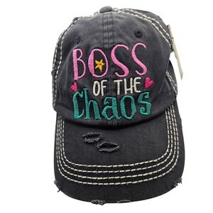 KBETHOS Vintage style Mom Life Boss of Chaos Distressed Baseball Cap grey Women